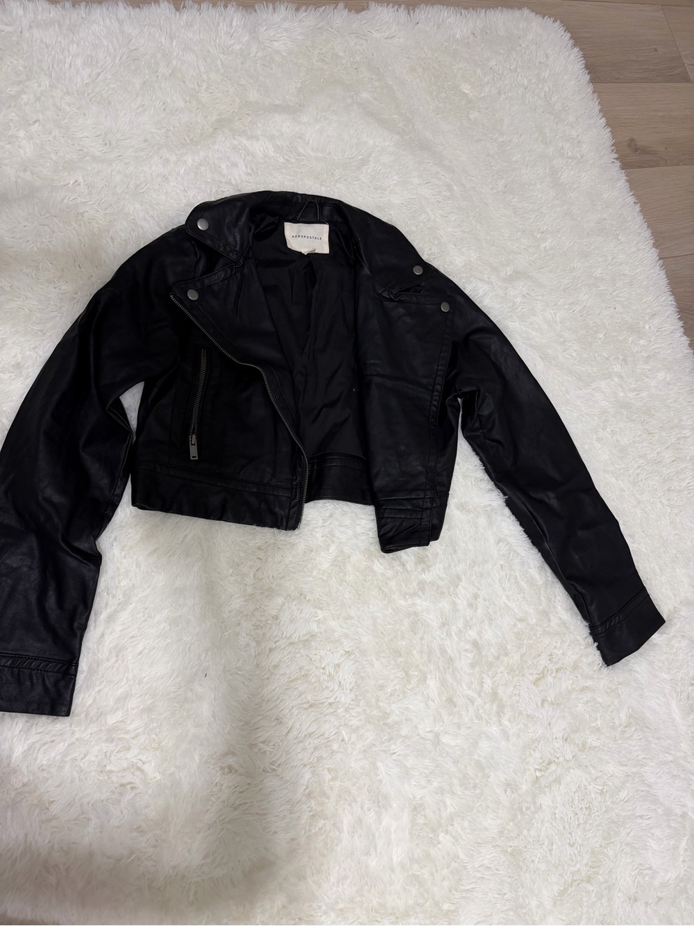 Blank Aeropostale Cropped Black Faux-Leather Jacket